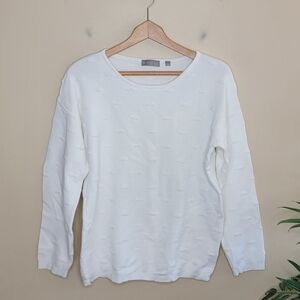 Evolution by Cyrus | White Oval Textured Sweater Size Large